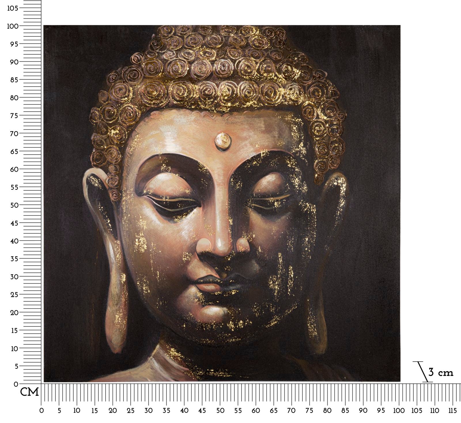 Wandbild Buddha B Leinwand Boho Chic Dunkel Gold Quadratisch 100X100cm