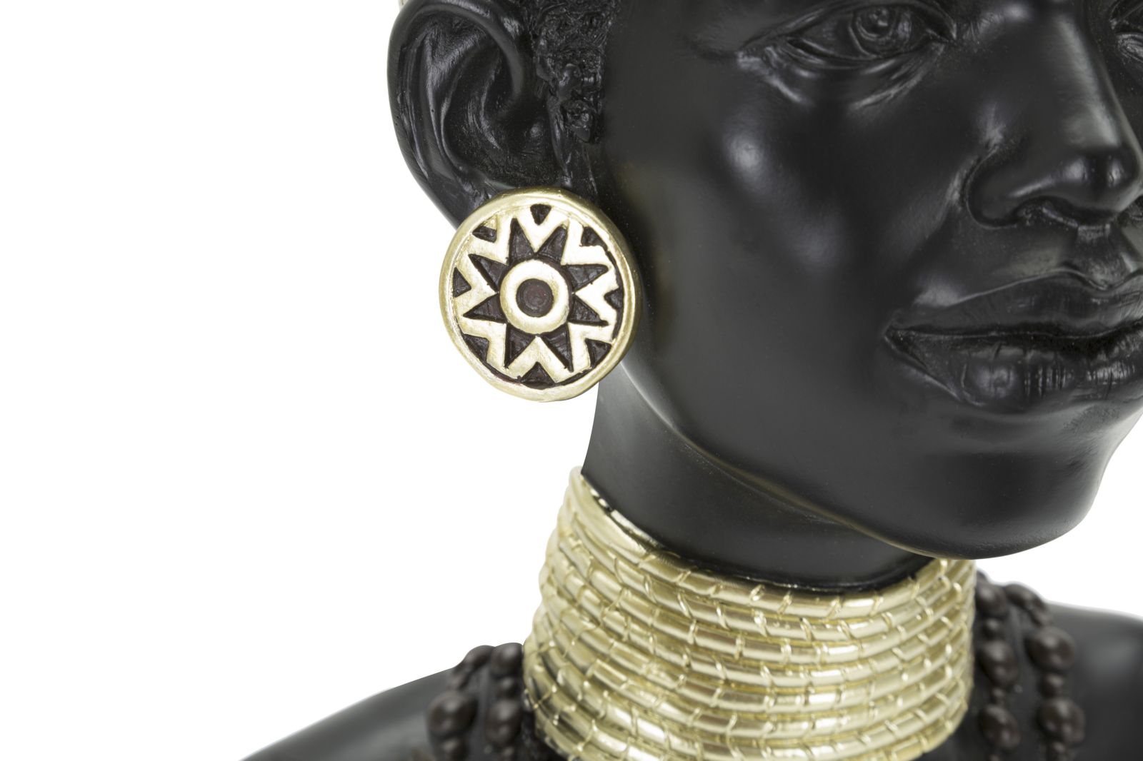 Deko Büste Masai Frau Tribu Resin Braun Gold 38 cm