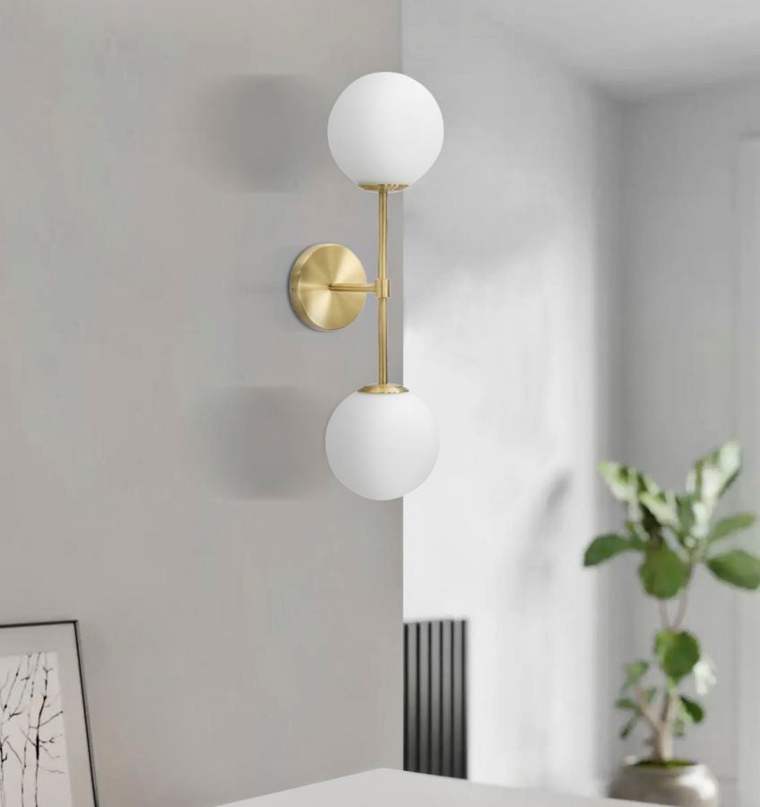 Glamy Wandlampe 2-flammig 55 cm – Elegante Wandleuchte in Gold mit Glaskugeln