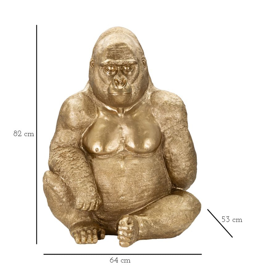 Dekofigur Gorilla Gold 82cm XXL Skulptur Resin Glam Highlight