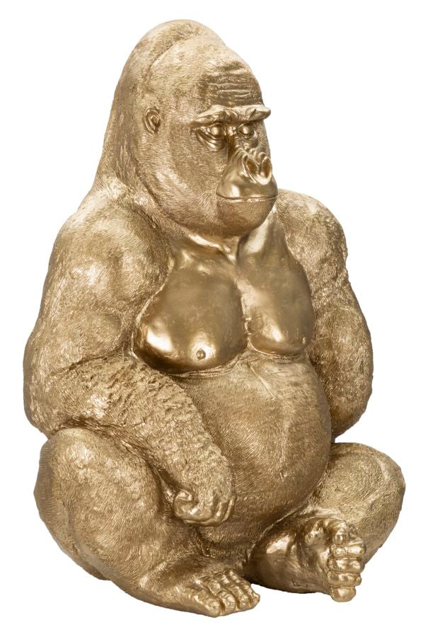 Dekofigur Gorilla Gold 82cm XXL Skulptur Resin Glam Highlight