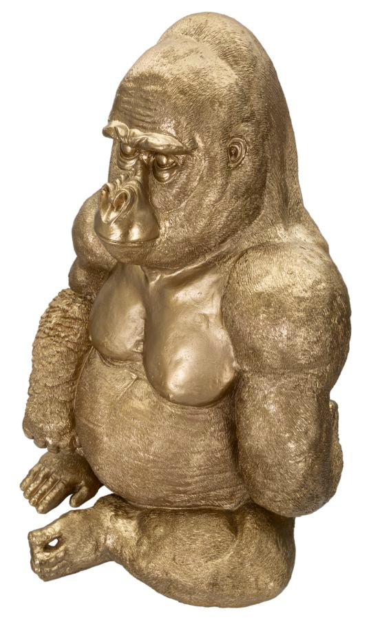 Dekofigur Gorilla Gold 82cm XXL Skulptur Resin Glam Highlight
