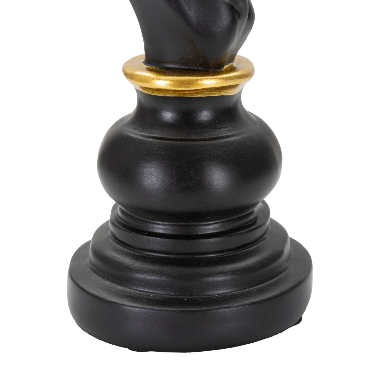 Dekofigur Pferdekopf Schwarz Gold 27cm Schachfigur Design Resin