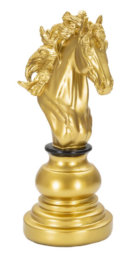 Dekofigur Pferdekopf Gold Schwarz 27cm Schachfigur Design Resin