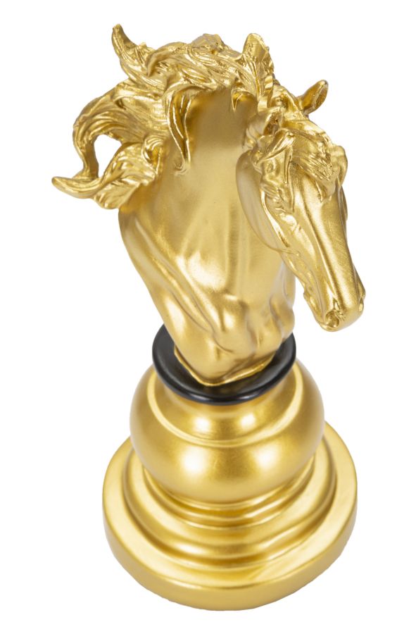 Dekofigur Pferdekopf Gold Schwarz 27cm Schachfigur Design Resin