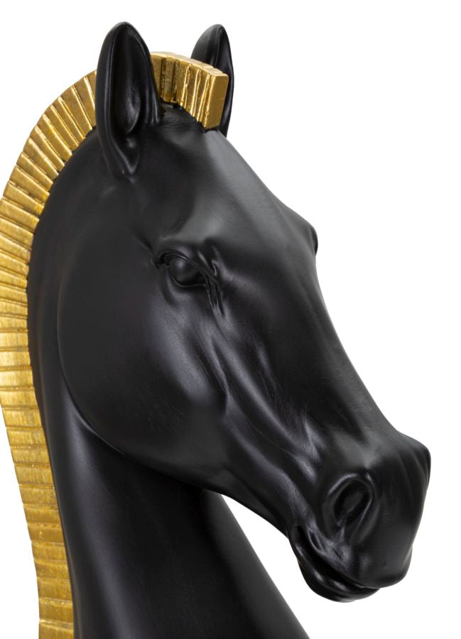 Schachfigur Pferd Schwarz Gold 50cm Dekofigur Resin Glam