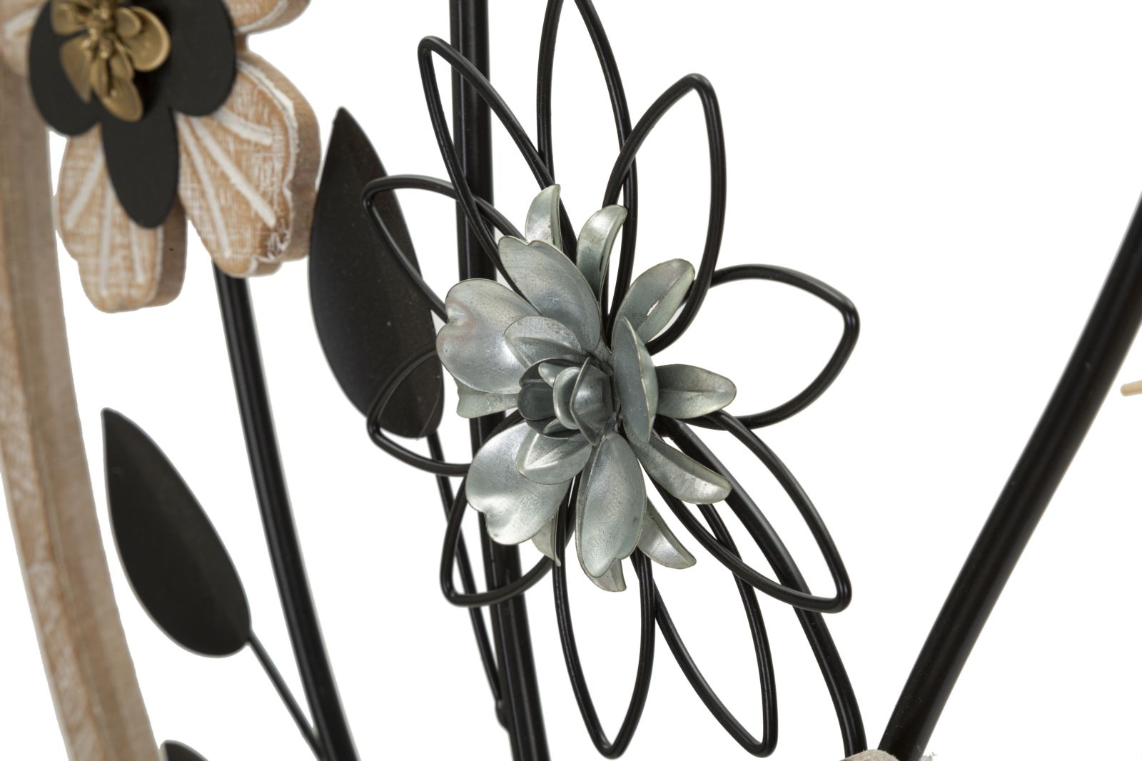 Wandobjekt Fiorella Rund Blumen Boho Metall Holz Raffia 50cm