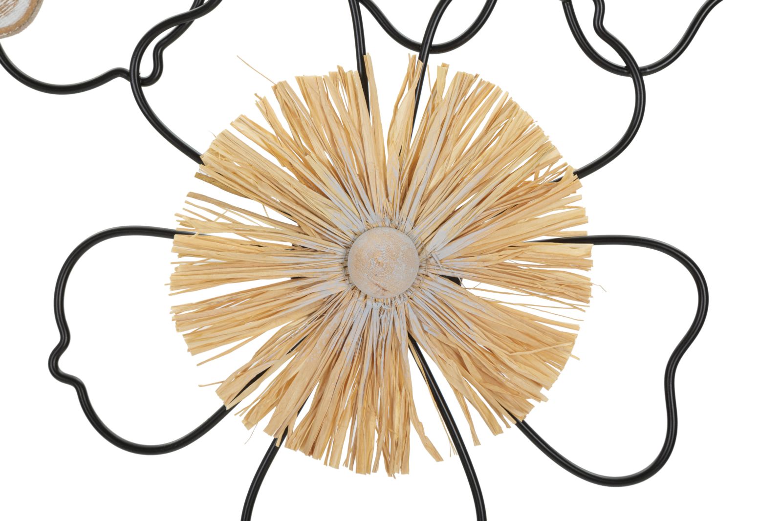 Itis Blüten Wanddeko Eisen Holz Rattan Naturlook 75x42 cm