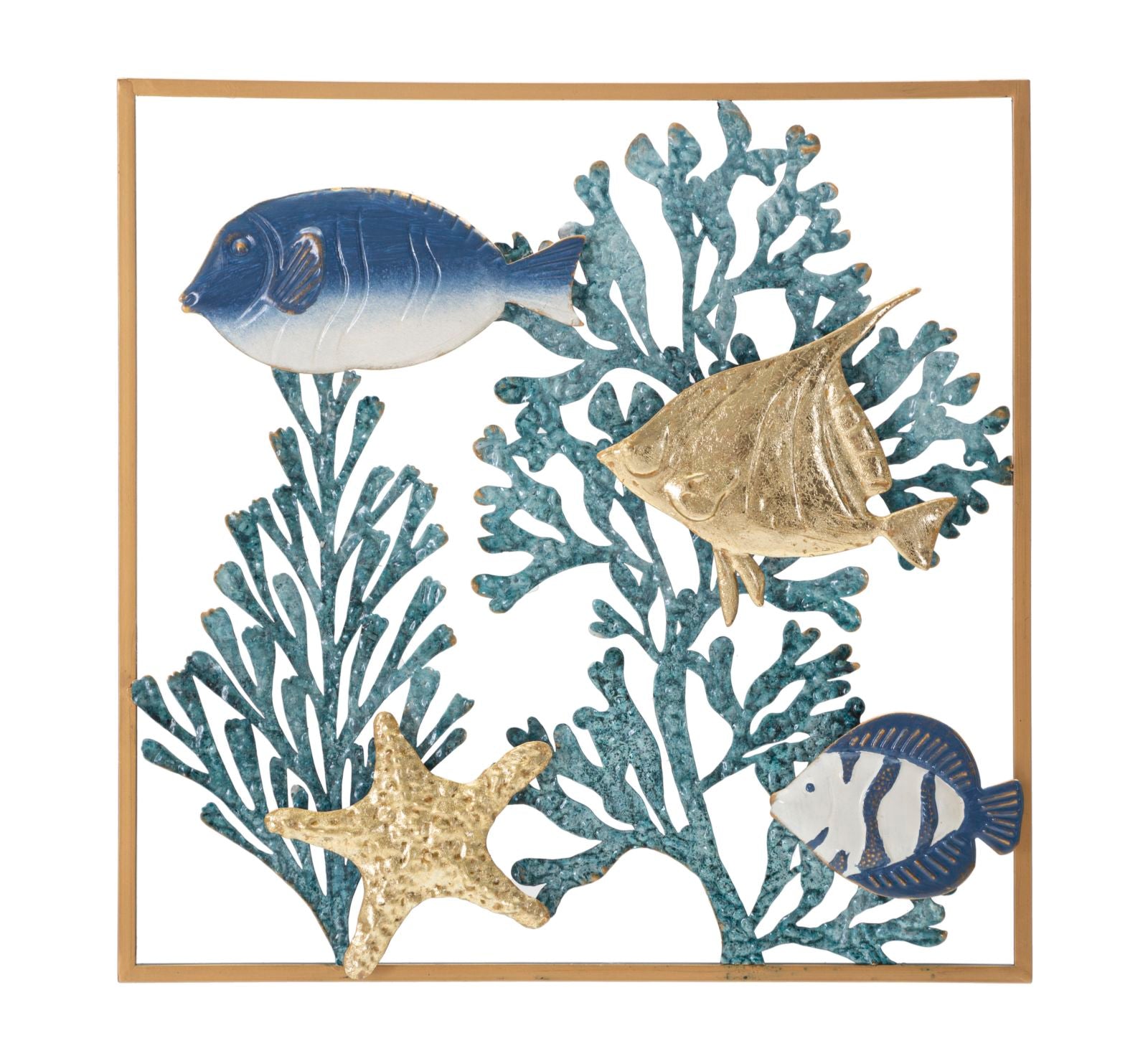 Wanddeko Fish Coral Metall Wandpanel Meer Design 50 cm