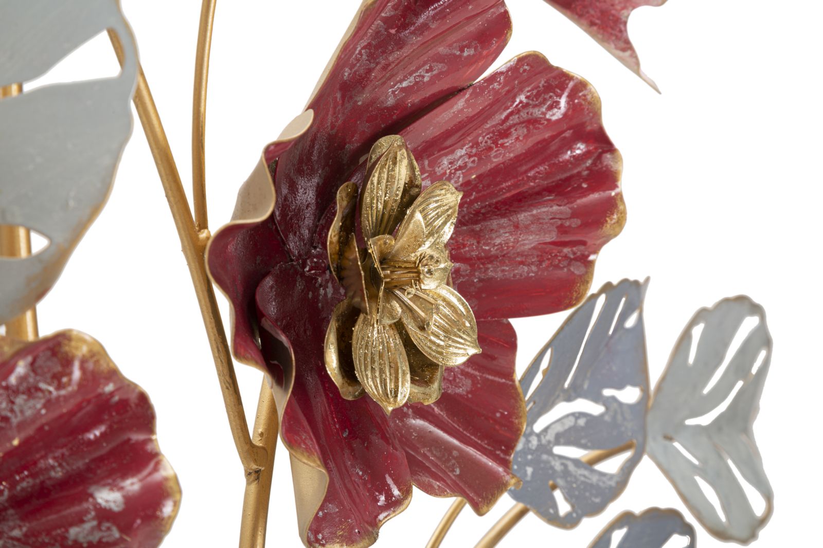 Lovis Blütenzauber Wanddeko Metall Rot Gold Silber 68x98 cm