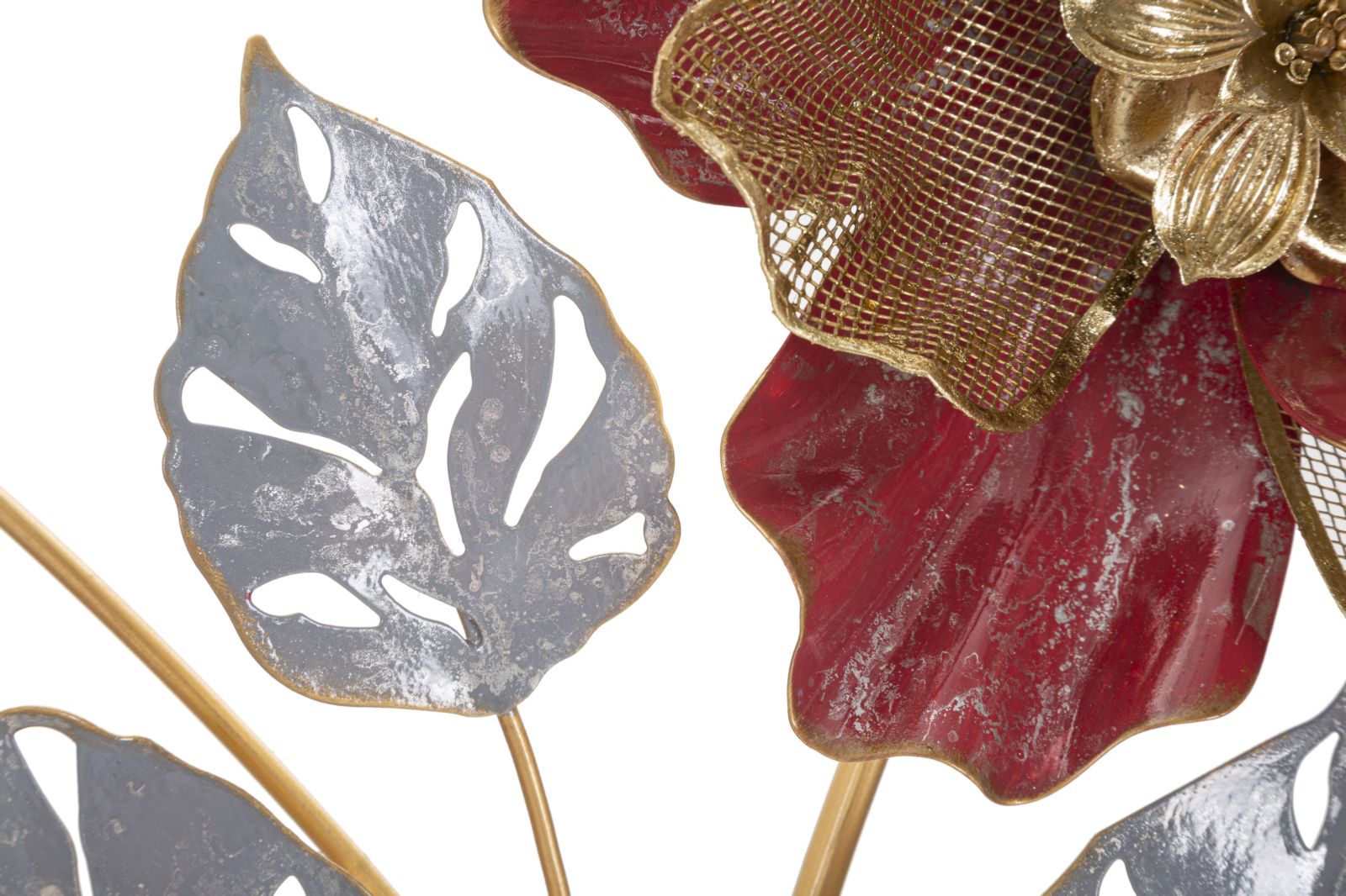 Lovis Blütenzauber Wanddeko Metall Rot Gold Silber 68x98 cm