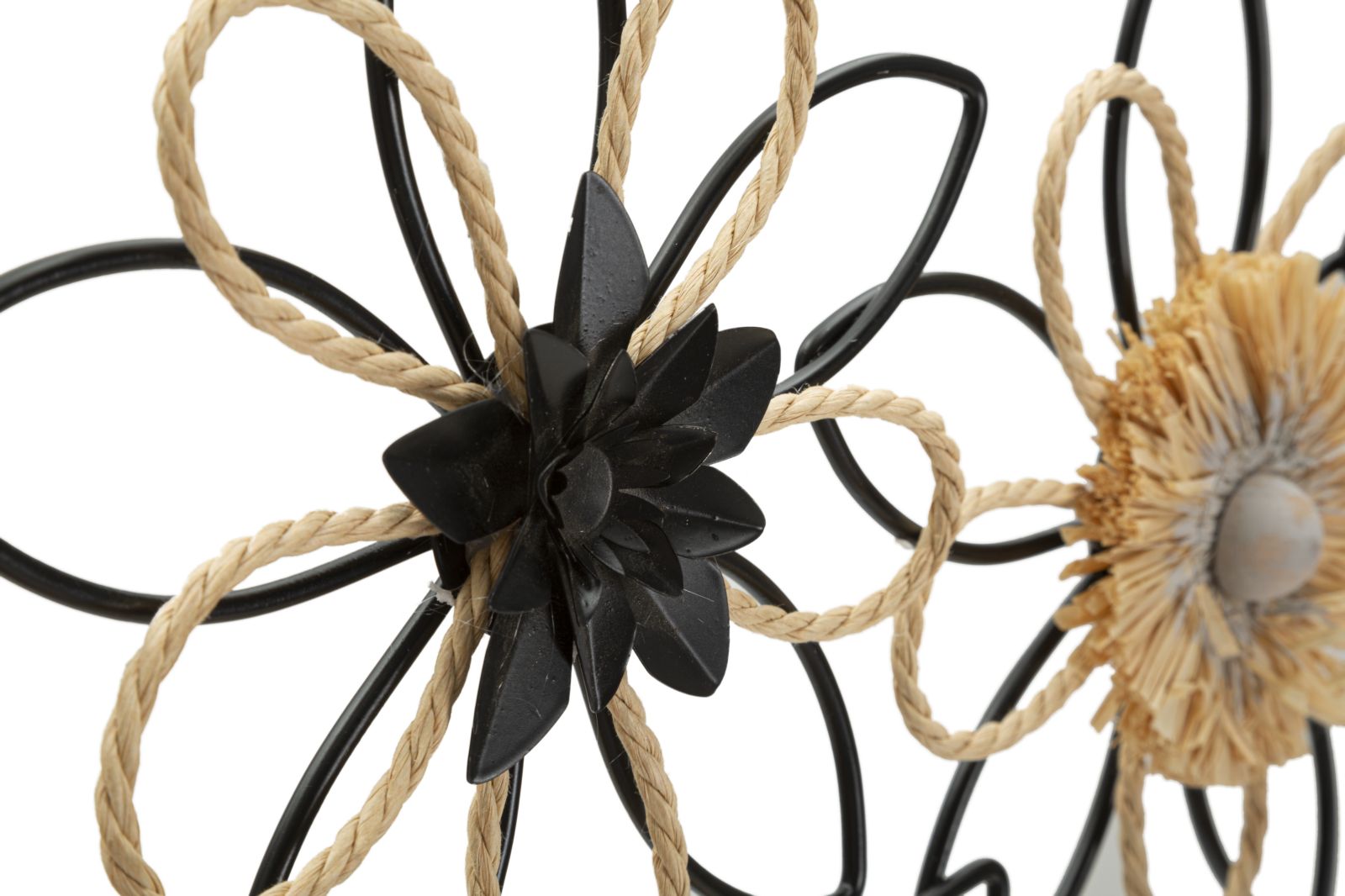 Boho Flower Wanddeko Eisen Raffia Naturlook 60x35 cm