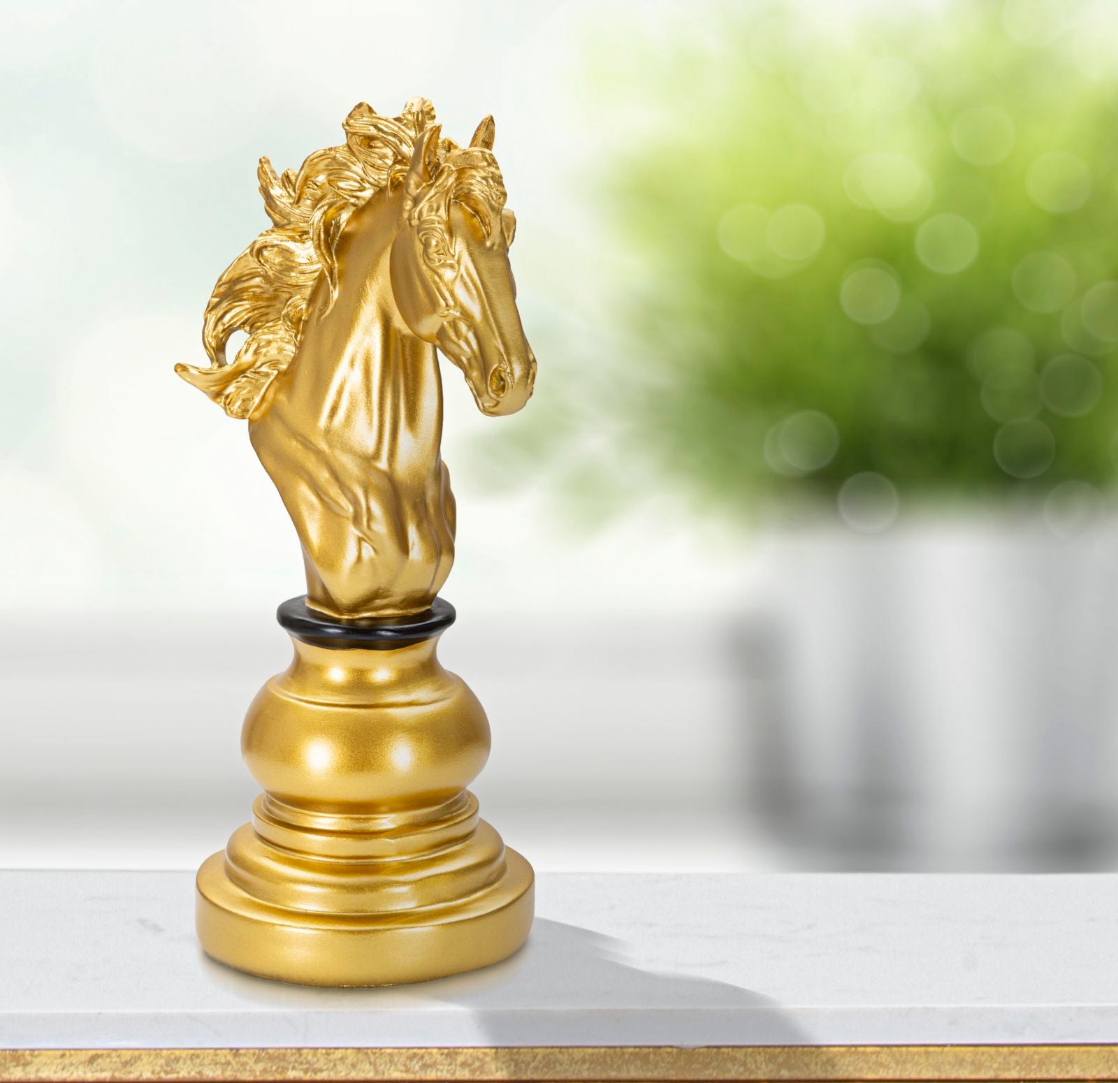 Dekofigur Pferdekopf Gold Schwarz 27cm Schachfigur Design Resin