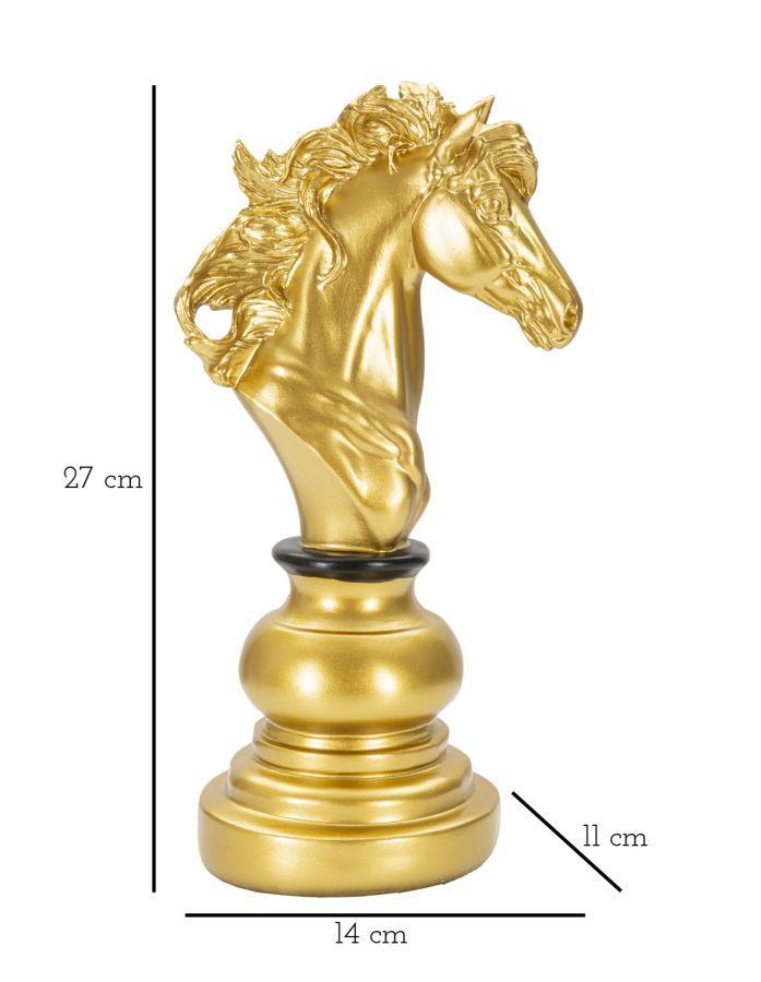 Dekofigur Pferdekopf Gold Schwarz 27cm Schachfigur Design Resin