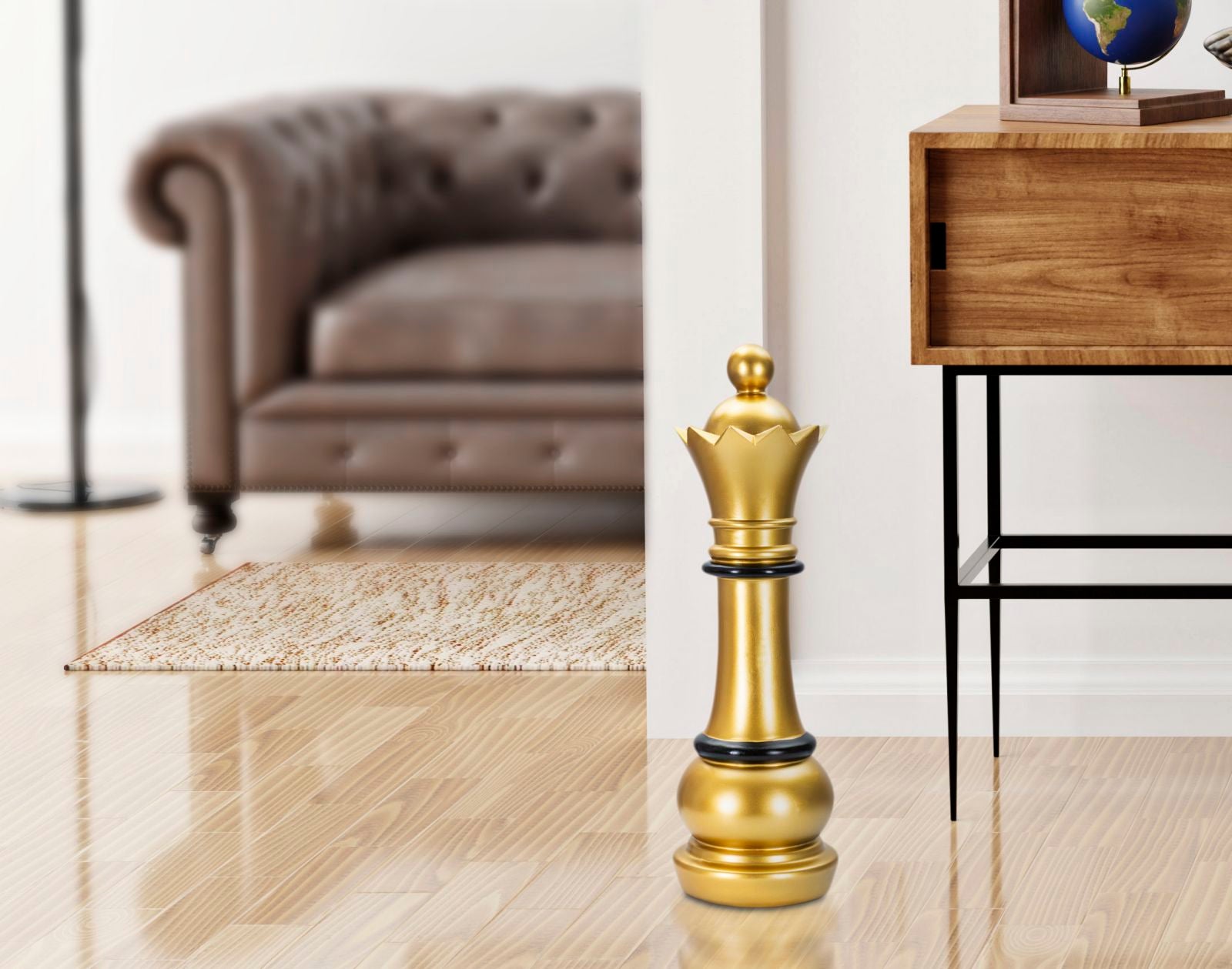 Schachfigur Regina Gold Schwarz 50cm Dekofigur Resin Glam