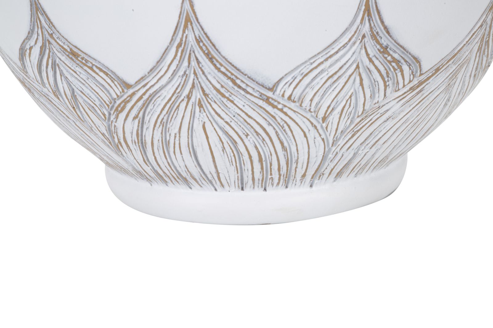 Tischlampe Atene Boho Chic Beige Weiss Rund Resina