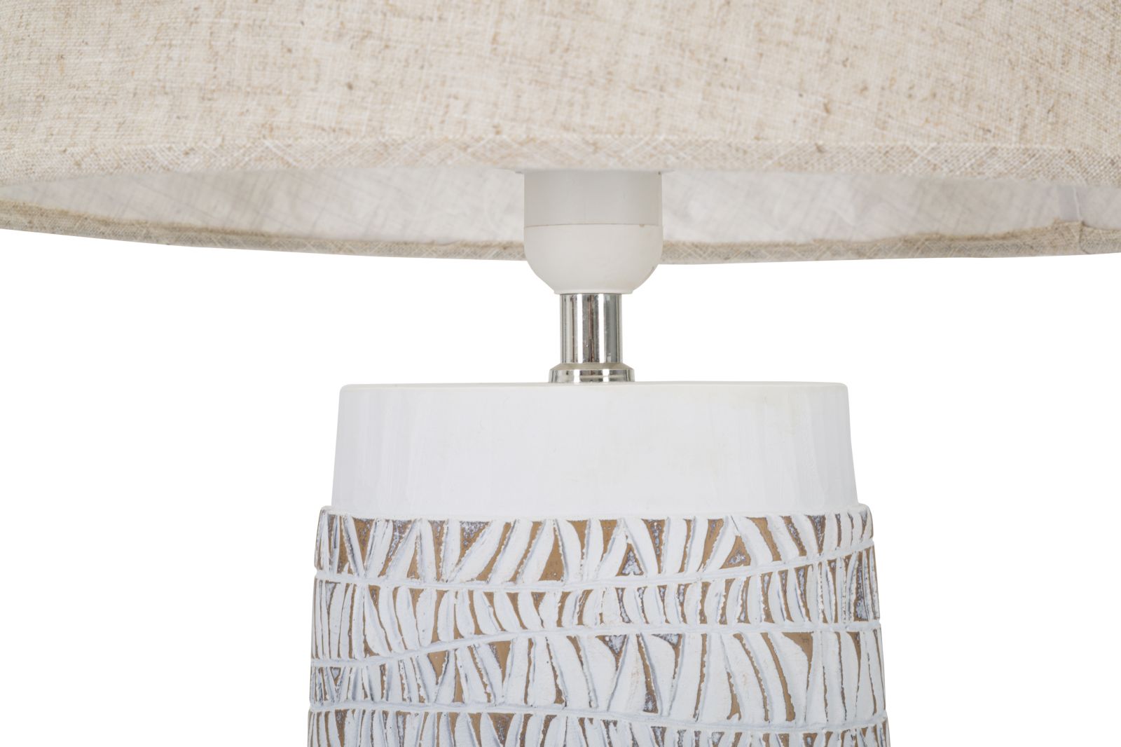 Tischlampe Nairobi Boho Chic Weiss Beige Resina Zylinderform