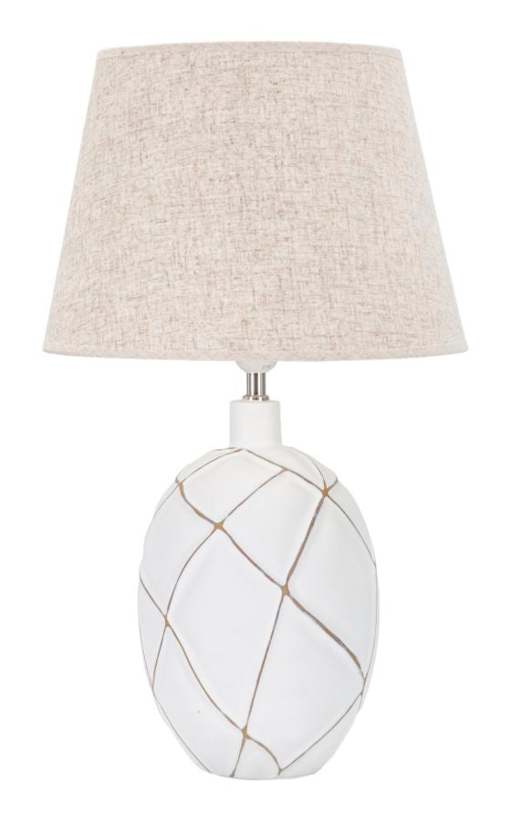 Tischlampe Lines Boho Chic Weiss Beige Resina Stoff Leuchte
