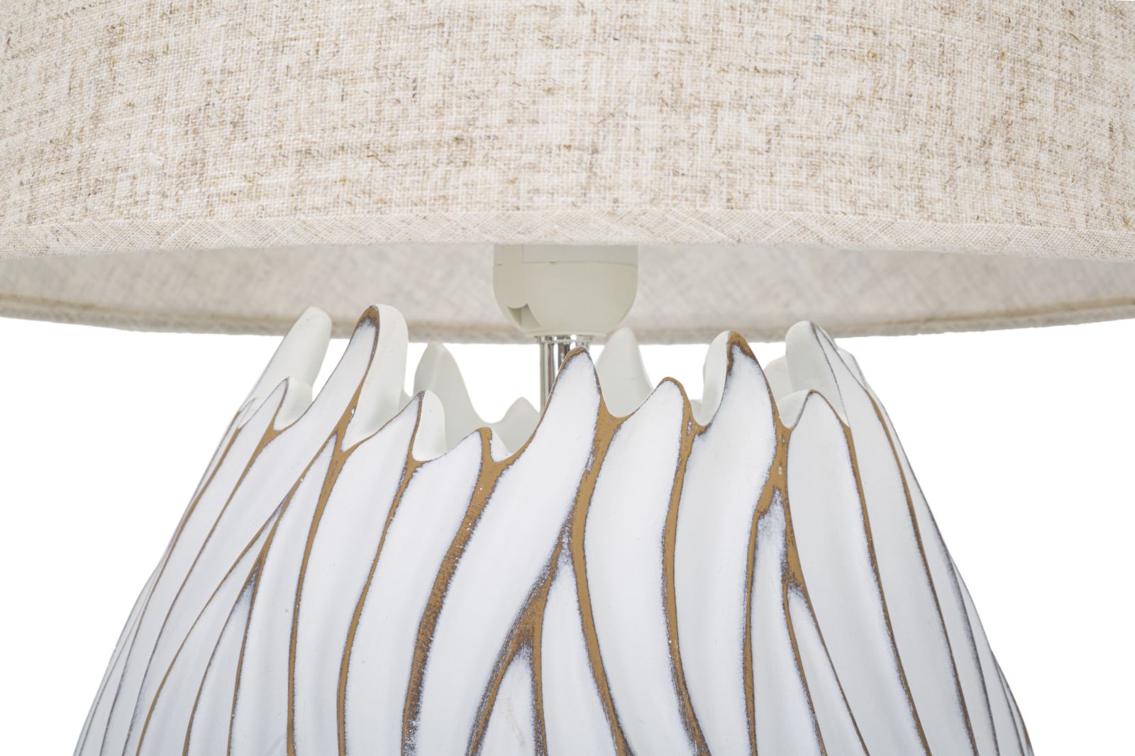 Tischlampe Honduras Boho Chic Weiss Beige Resina Stoff Leuchte