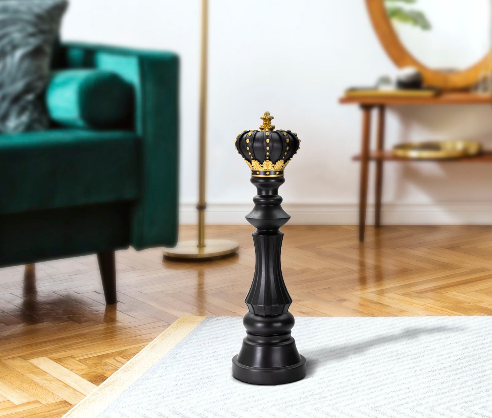 Schachfigur Re Schwarz Gold 50cm Dekofigur Resin König