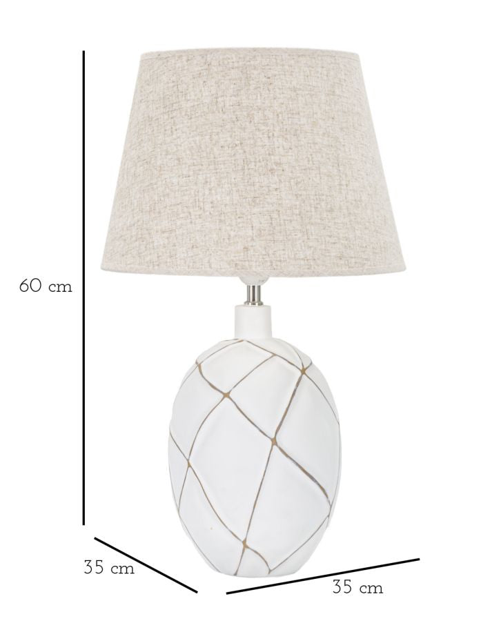 Tischlampe Lines Boho Chic Weiss Beige Resina Stoff Leuchte