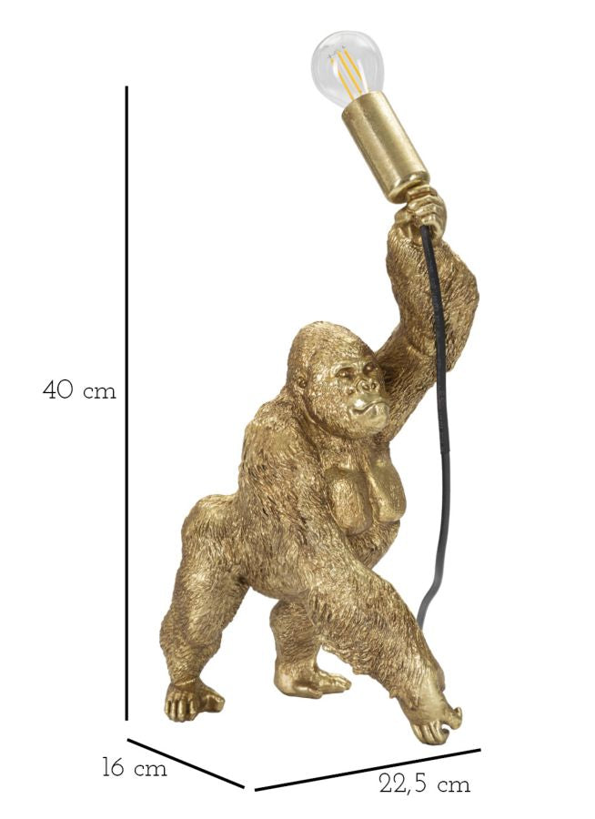 Gorilla Tischlampe Gold 40 cm – Extravagantes Wohnaccessoire