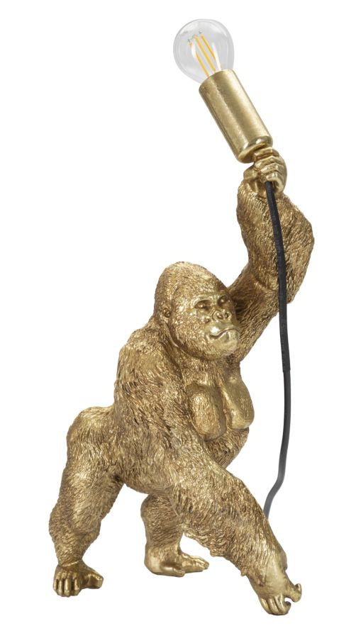 Gorilla Tischlampe Gold 40 cm – Extravagantes Wohnaccessoire