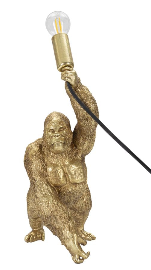 Gorilla Tischlampe Gold 40 cm – Extravagantes Wohnaccessoire