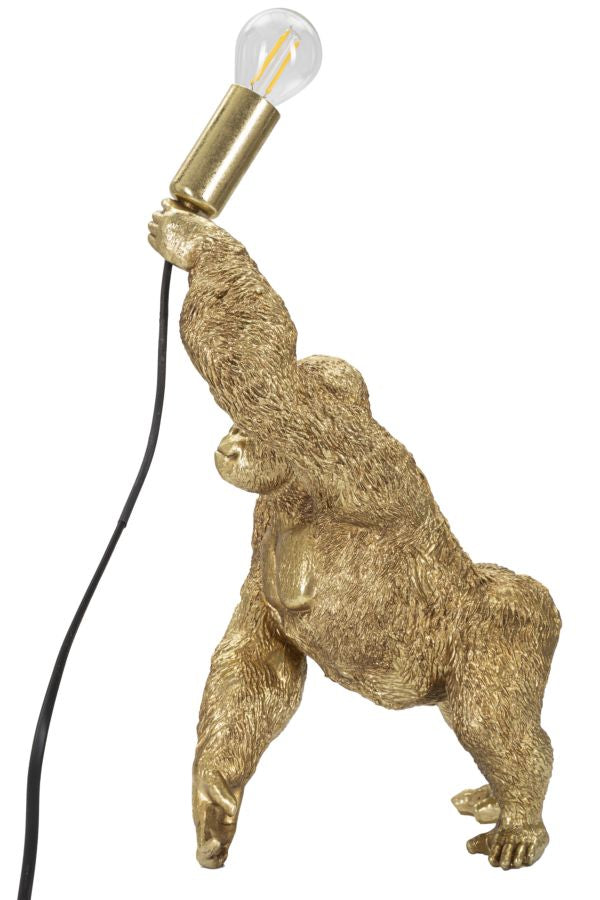 Gorilla Tischlampe Gold 40 cm – Extravagantes Wohnaccessoire