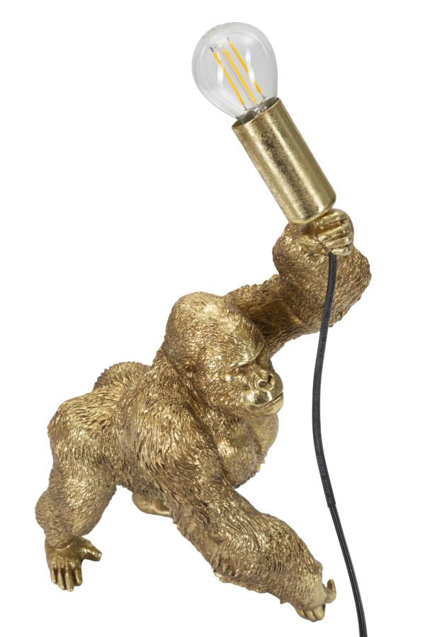 Gorilla Tischlampe Gold 40 cm – Extravagantes Wohnaccessoire