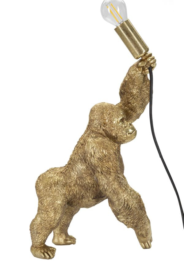 Gorilla Tischlampe Gold 40 cm – Extravagantes Wohnaccessoire