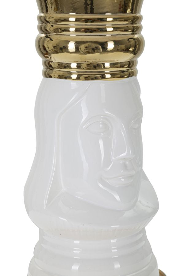 Queen Schach Tischlampe 58 cm mit Stoffschirm – Glamour Wohnaccessoire