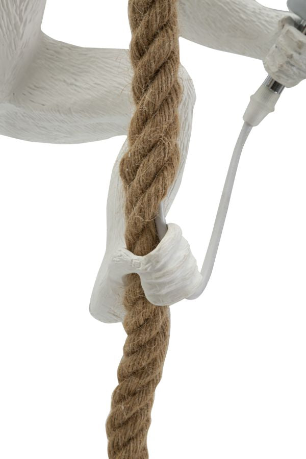 Monkey Hängelampe Weiß 145 cm – Affenlampe aus Harz mit Kordel und E27-Fassung