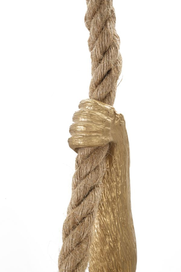 Monkey Hängelampe Gold 145 cm – Affenlampe aus Harz mit Kordel und E27-Fassung