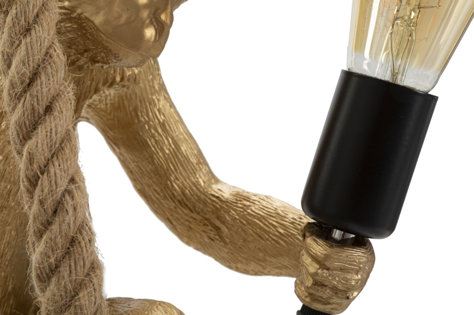 Monkey Hängelampe Gold 145 cm – Affenlampe aus Harz mit Kordel und E27-Fassung