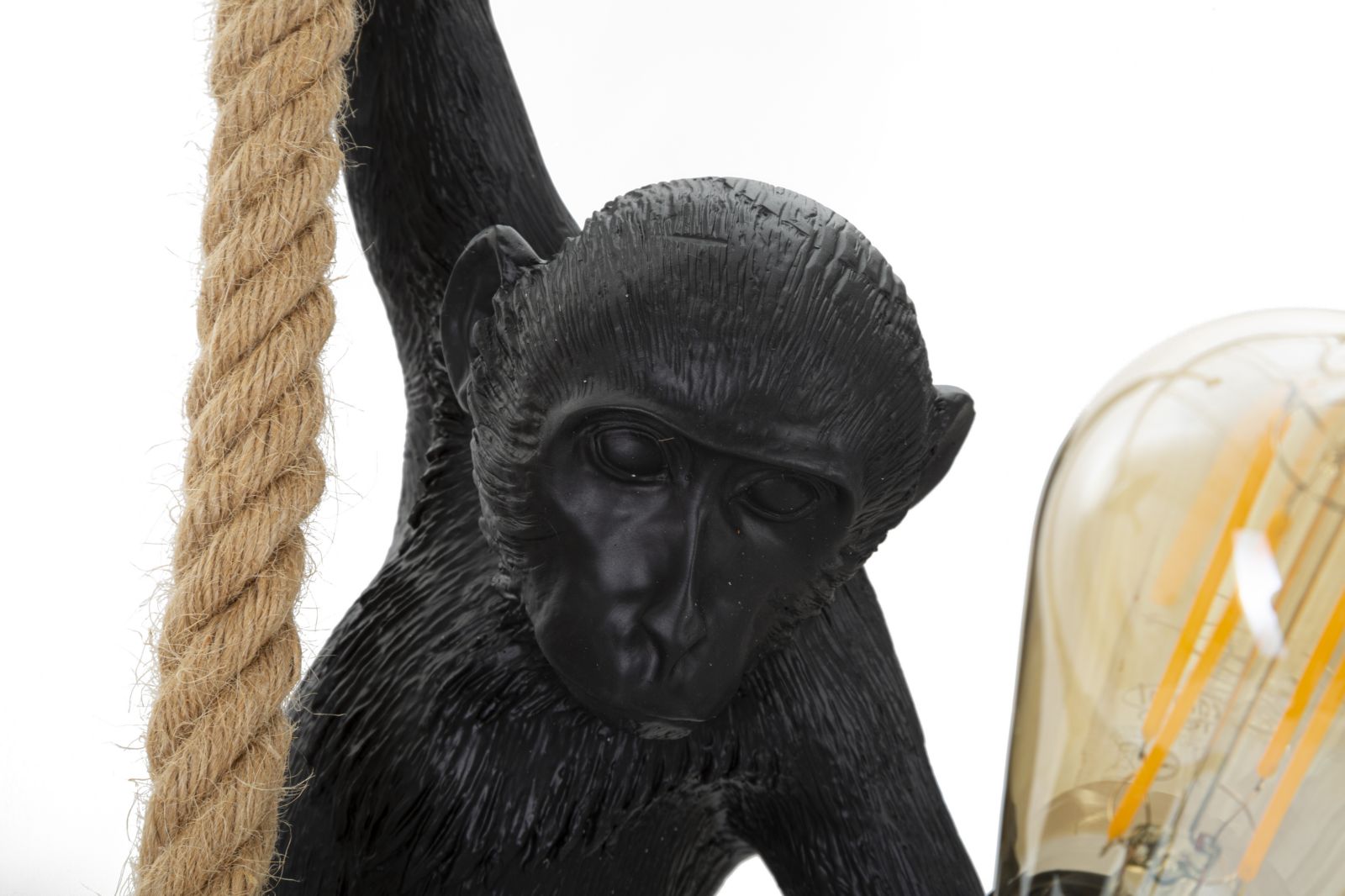 Monkey Hängelampe Schwarz 145 cm – Originelle Affenlampe aus Harz mit Kordel