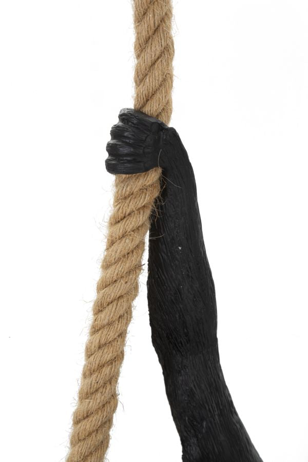 Monkey Hängelampe Schwarz 145 cm – Originelle Affenlampe aus Harz mit Kordel