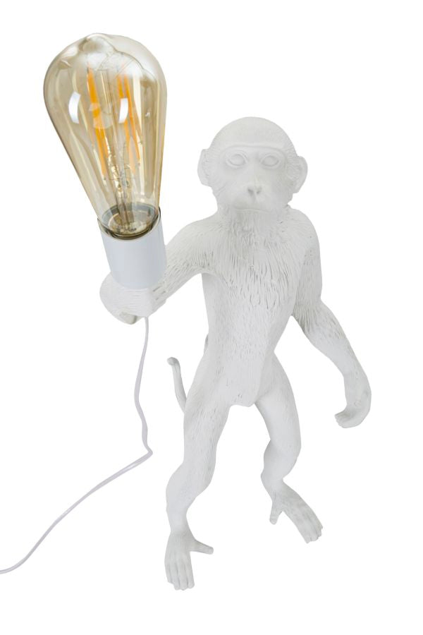 Tischlampe Monkey Weiß Resin 55 cm Affenfigur Lampe