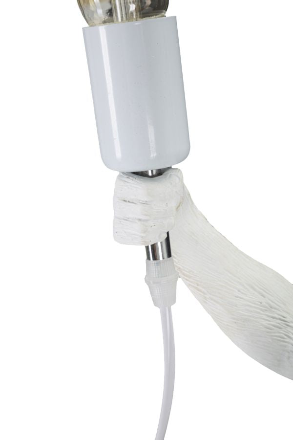 Tischlampe Monkey Weiß Resin 55 cm Affenfigur Lampe