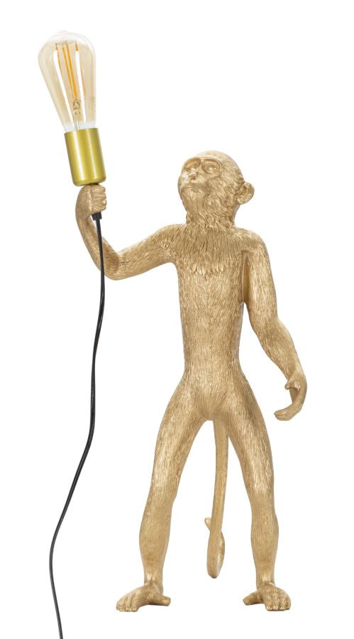Tischlampe Monkey Gold Resin 55 cm Affenfigur Lampe