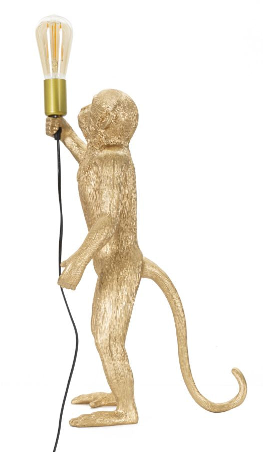 Tischlampe Monkey Gold Resin 55 cm Affenfigur Lampe