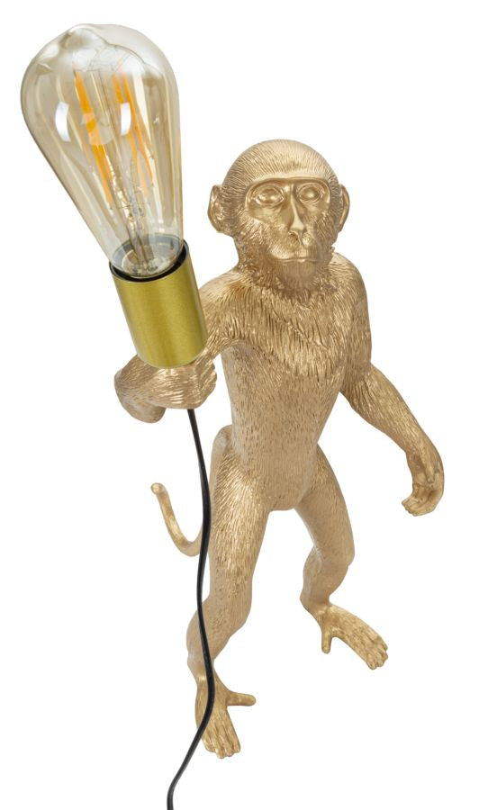 Tischlampe Monkey Gold Resin 55 cm Affenfigur Lampe