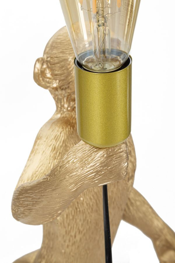 Tischlampe Monkey Gold Resin 55 cm Affenfigur Lampe