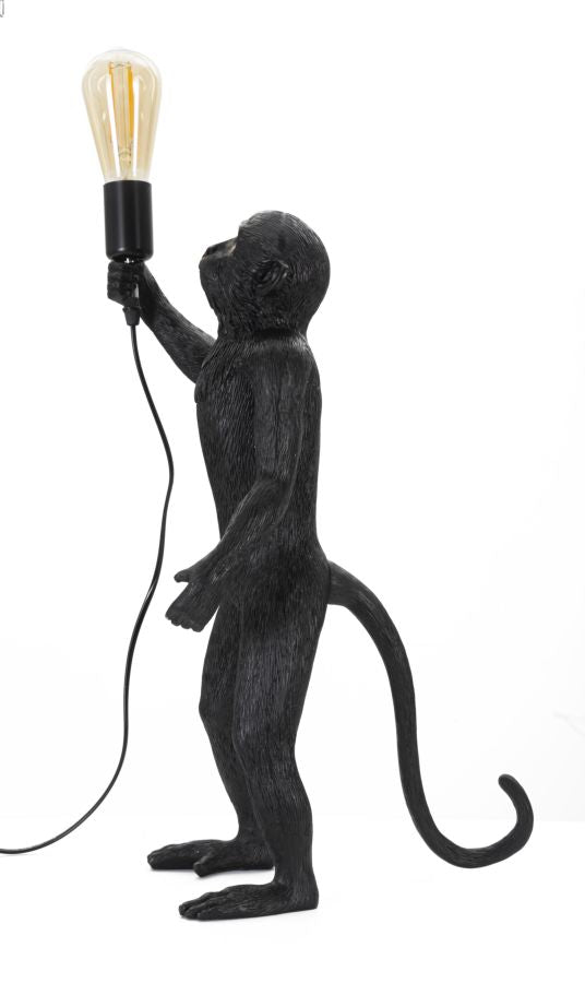Tischlampe Monkey Schwarz Resin 55 cm Affenfigur Lampe