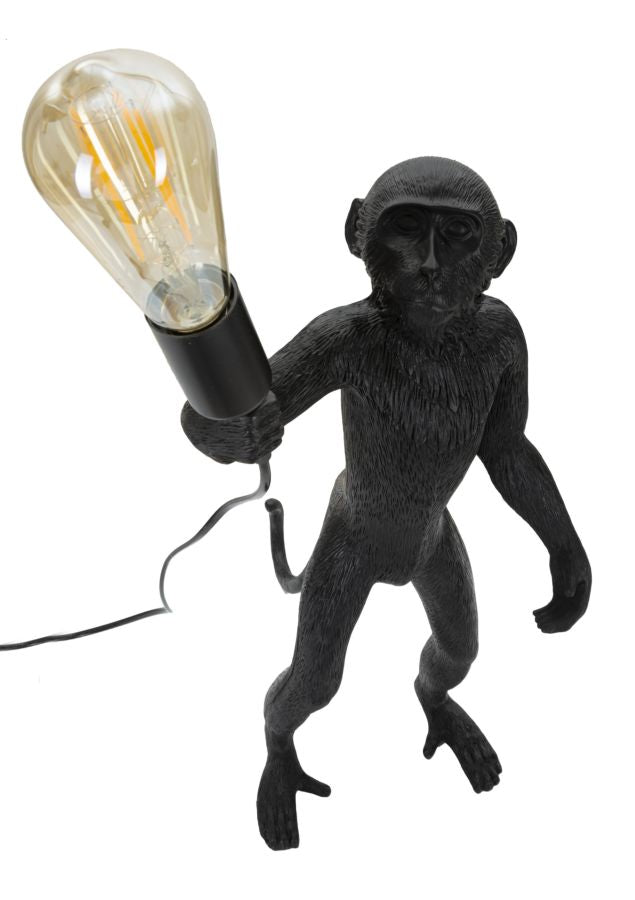 Tischlampe Monkey Schwarz Resin 55 cm Affenfigur Lampe