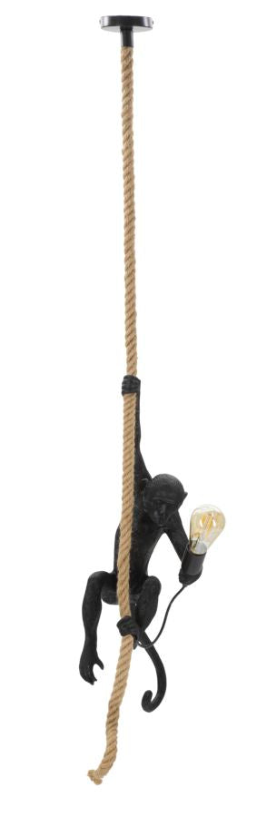 Monkey Hängelampe Schwarz 145 cm – Originelle Affenlampe aus Harz mit Kordel
