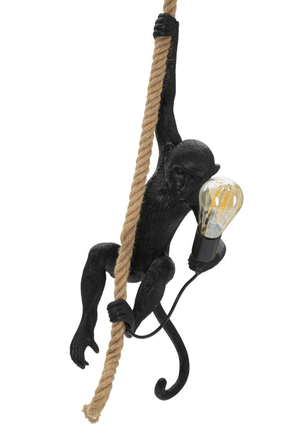 Monkey Hängelampe Schwarz 145 cm – Originelle Affenlampe aus Harz mit Kordel