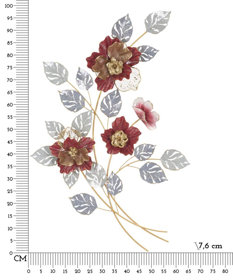 Lovis Blütenzauber Wanddeko Metall Rot Gold Silber 68x98 cm