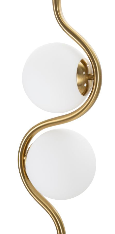 Glamy Stehlampe 2-flammig 168 cm – Moderne Wellenform-Leuchte in Gold mit Glaskugeln