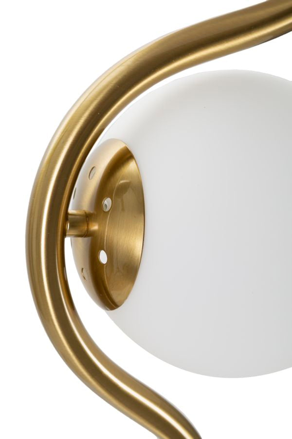 Glamy Stehlampe 2-flammig 168 cm – Moderne Wellenform-Leuchte in Gold mit Glaskugeln